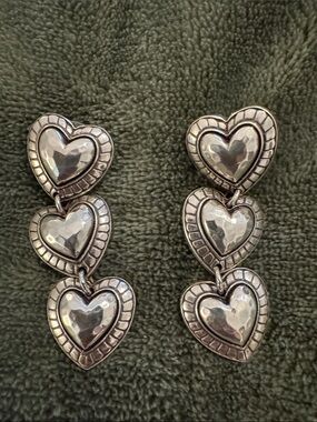 Brighton Silver Triple Heart Drop Earrings